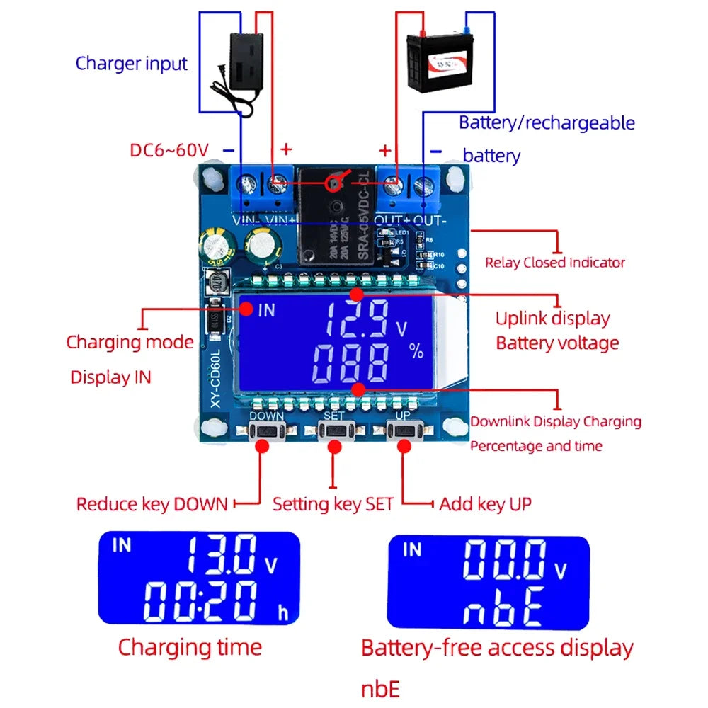 CD60L Solar Battery Charger Controller 12V 24V 48V Charging Discharge Zpaxo CD60L