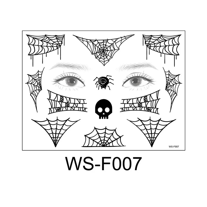 Day of the Dead Halloween Spider Web Tattoo Face Makeup False Temporary Waterproof Sticker Body Art Tattoos for Party Decals Zpaxo wsf-07