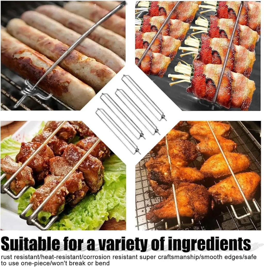 8-Pc Chicken Wing Grill Rails & Silicone Brush – BBQ Clamp Set