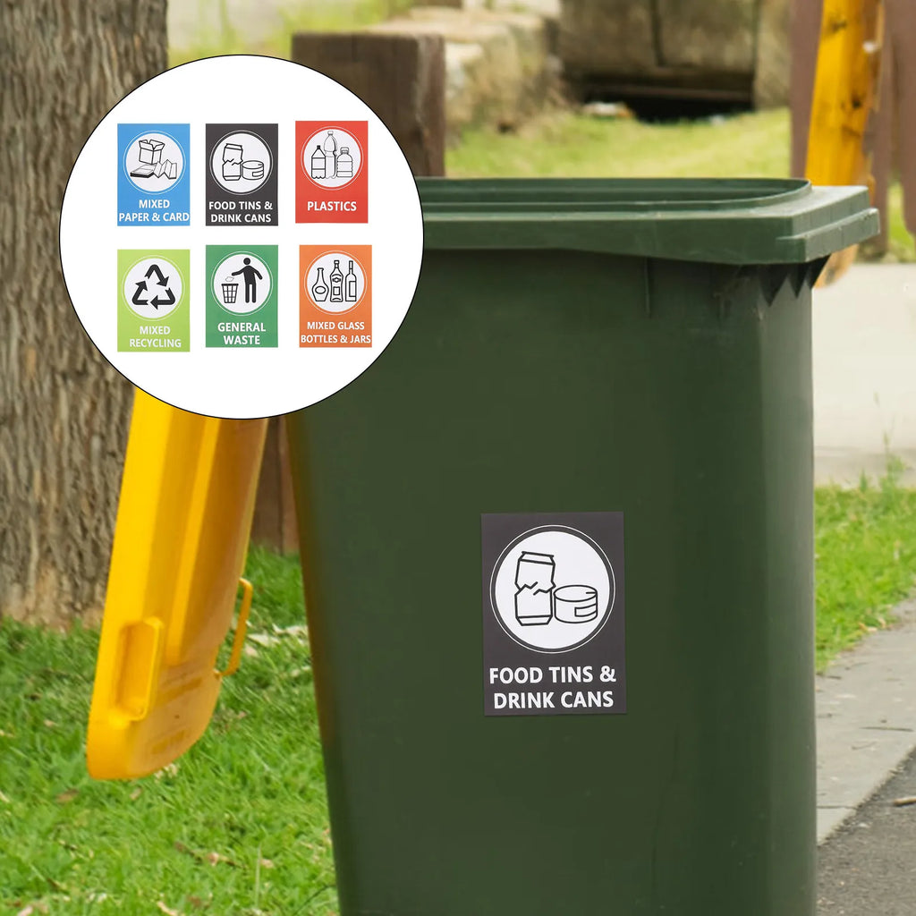 Recycle Stickers Trash Bins Self-adhesive Waterproof Fade Resistant