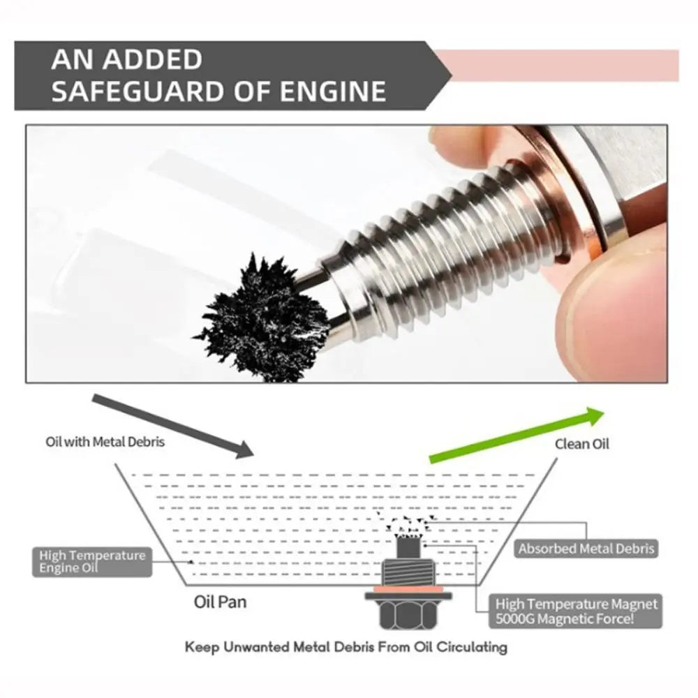 M12 M16 M18 M20 Oil Drain Plug Stainless Steel with Neodymium Magnet Oil Pan Plug with Copper Gasket Magnetic Oil Drain Sump Nut Zpaxo