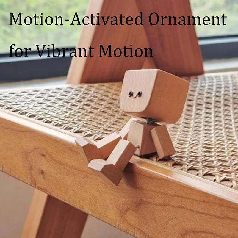 Shaking Wooden Man Figurine – 12 Magnetic Expressions Decor