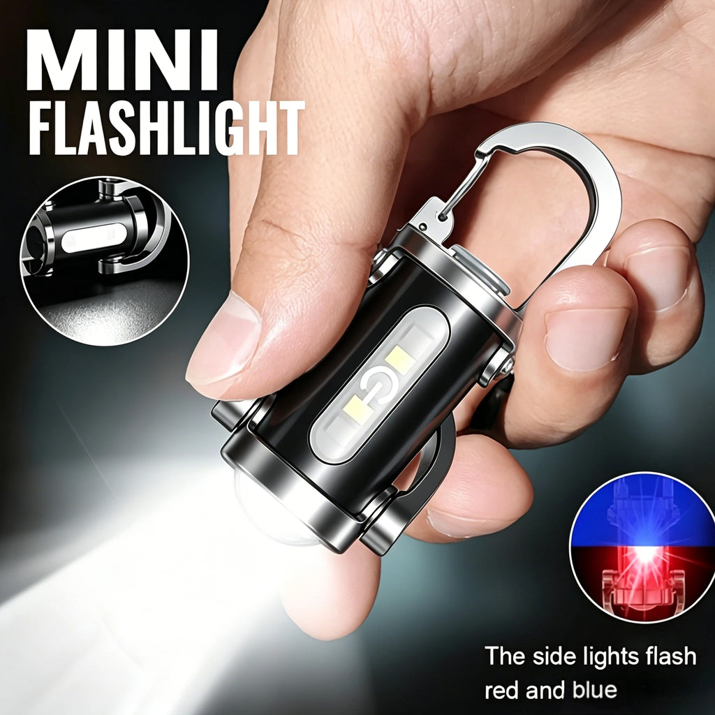 7-Mode COB LED Keychain Flashlight – Rechargeable & Waterproof