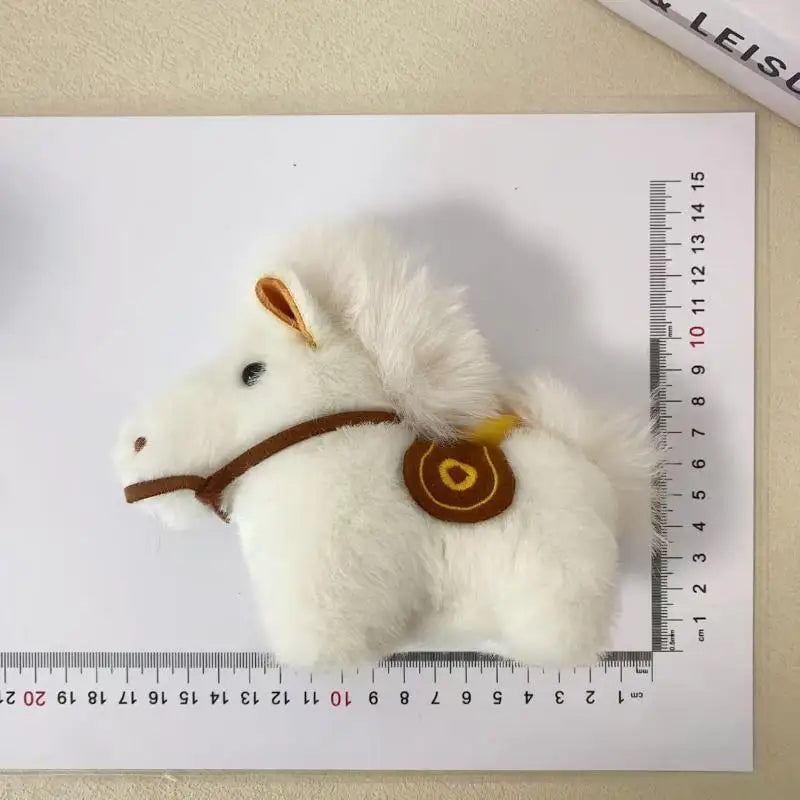 Women's Plush Horse Keychain Bag Car Pendant Jewelry Year Decoration Zpaxo White