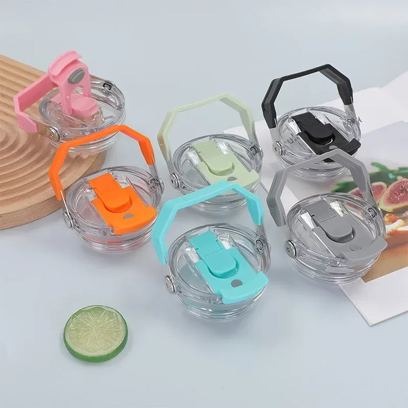 30oz Plastic Transparent Cup Lid with Handle Spill Proof Replaceble Tumbler Flip Straw Lid Sealing Bottle Cover for Stanley Hot Zpaxo