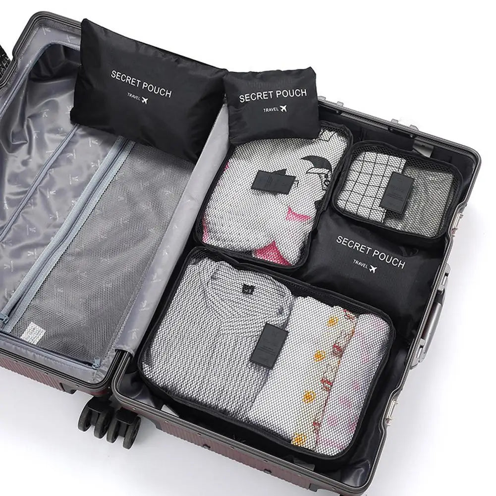 6pcs Set Travel Storage Bags Suitcase Packing Set Underwear Shoes Cloth Pouch Organiser For Clothing Travel Luggage Organizer Zpaxo