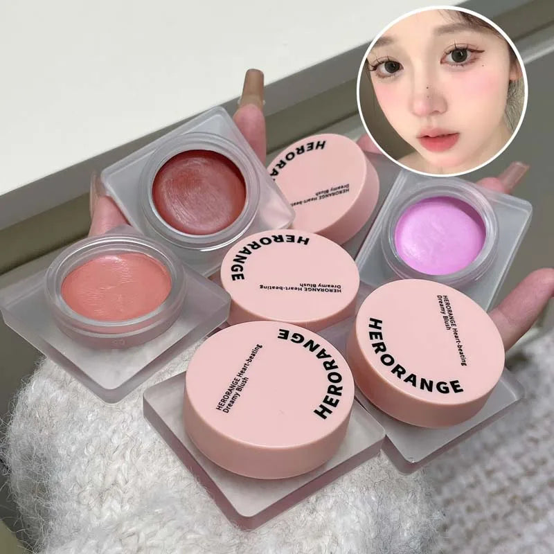 Purple Blush Cream Cheek Rouge Rose Brown Mud Palette Long-lasting