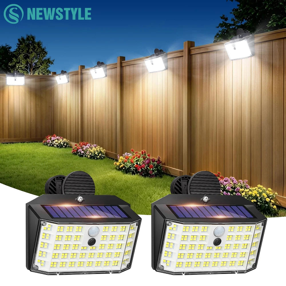 176LED Clip on Solar Lights Outdoor 600LM Solar Motion Lights Outdoor With 180° Wide Angle IP65 Waterproof Portable Solar Fence Zpaxo