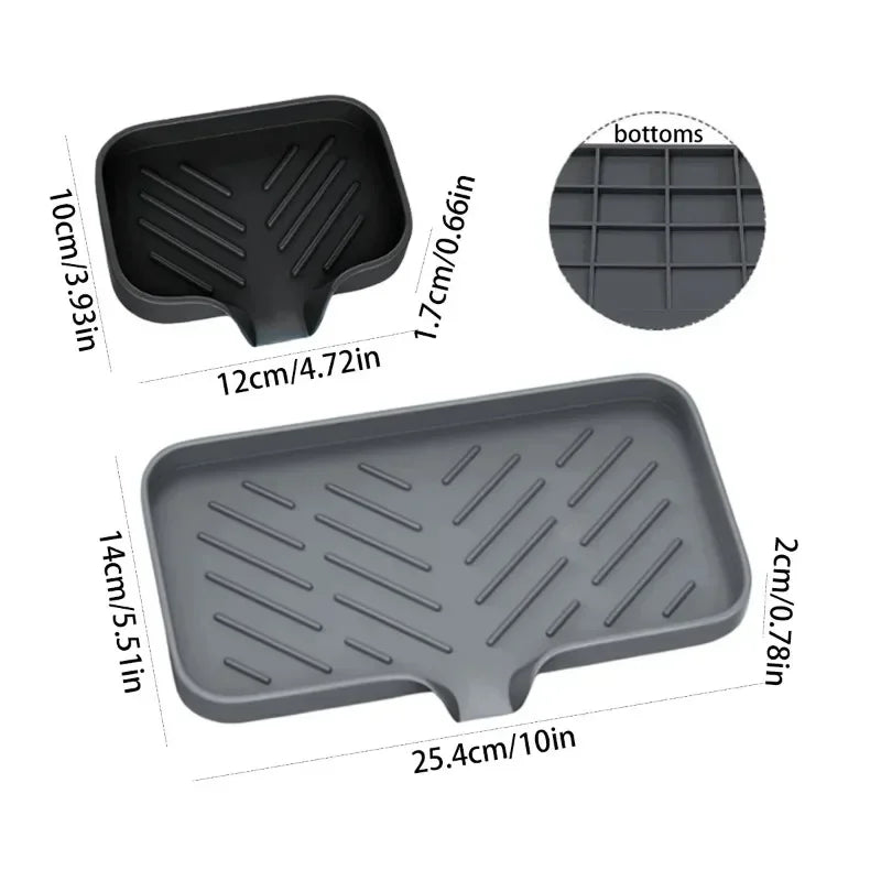 Kitchen Sink Sponge Holder Silicone Soap Dish Bar Self Draining