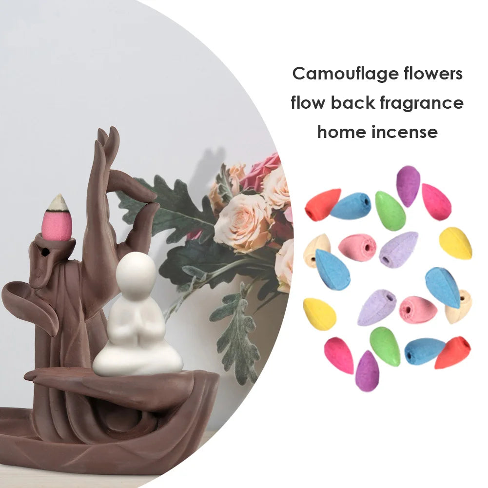 Natural Incense Mixed Waterfall Smoke Backflow Cone Burner Fragrant