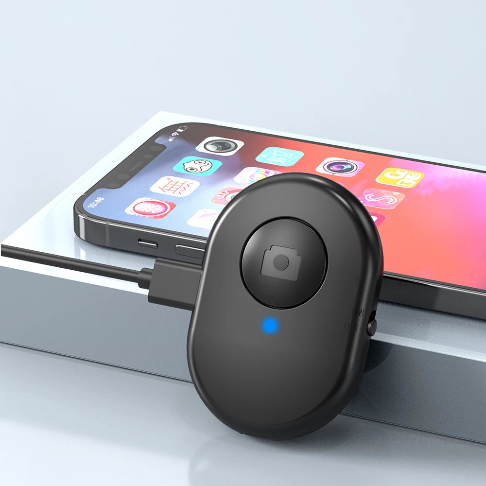 Mini Portable Bluetooth-compatible Remote Control Wireless Selfie Shutter Control For IPhone/Android Take Photos Hands-Free Zpaxo black