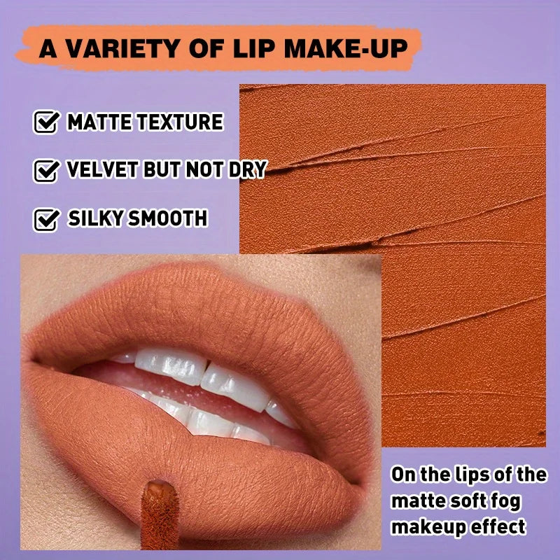 Halloween Matte Lip Glaze Set Lipstick Vampire Velvet Not Fading Lip Makeup Zpaxo
