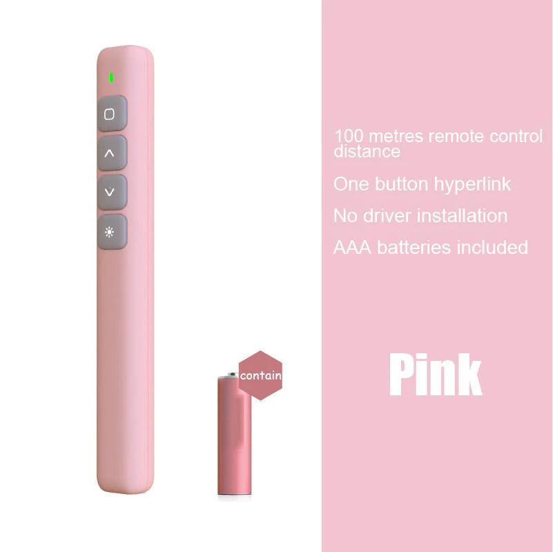 Wireless Presenter Remote Control 2.4G RF USB Projector Page Turning Pen For PPT Powerpoint Presentation Pointer Slide Advancer Zpaxo Pink