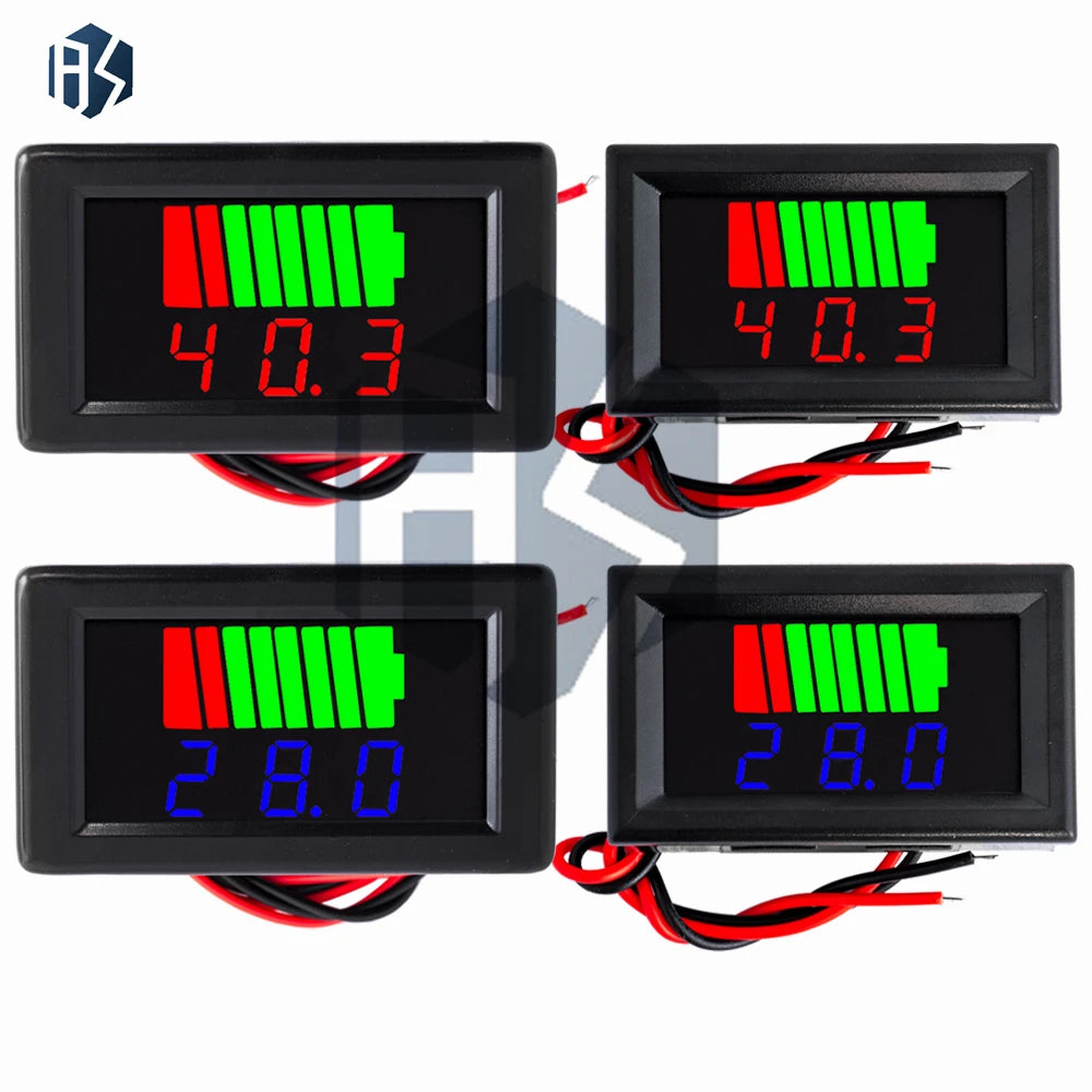 12V-60V Waterproof Battery Capacity Meter Blue LED Vehicle Level Zpaxo