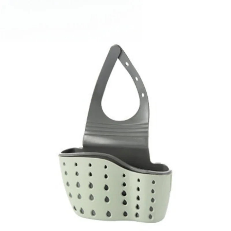 Adjustable snap-on sink draining hanging bag, double-layer draining for faucet sponge, kitchen storage rack Zpaxo green