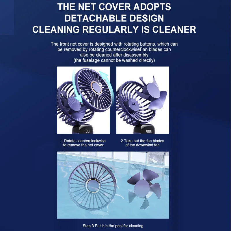 Mini Handheld Fan 5 Speeds USB Charging Hanging Neck Fan LED Digital Display For Outdoor Sport Student Office Desk Small Fan Zpaxo