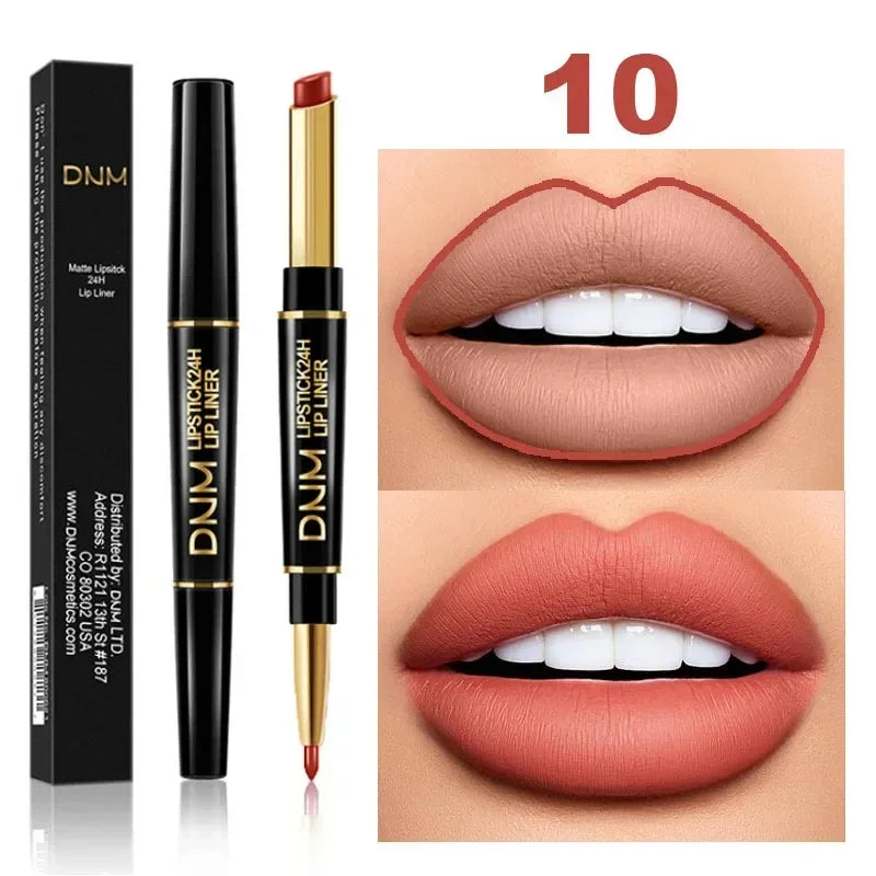 1 Matte Lipstick Pencil Double Ended Lip Liner Pen Red Nude Long Zpaxo 10