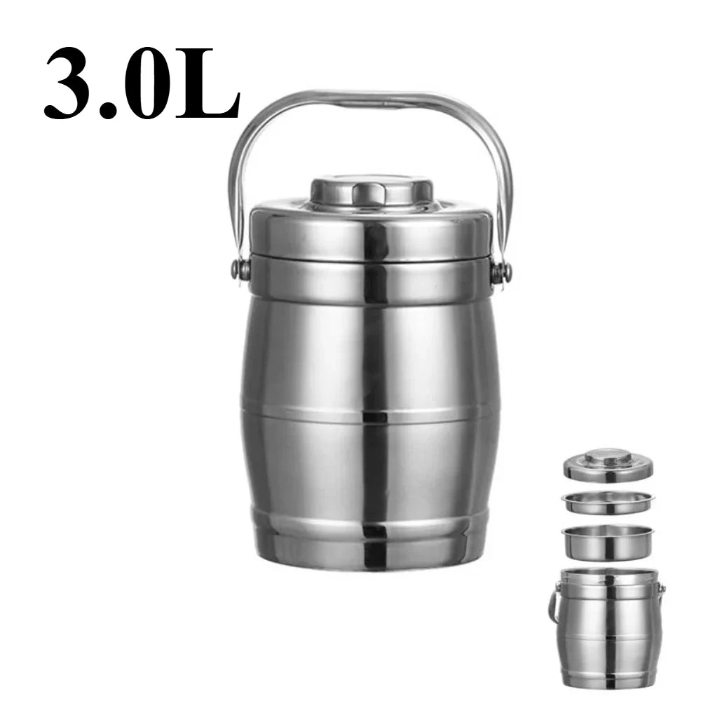 Large Capacity Stainless Steel Thermos Food Jar Foldable Handle