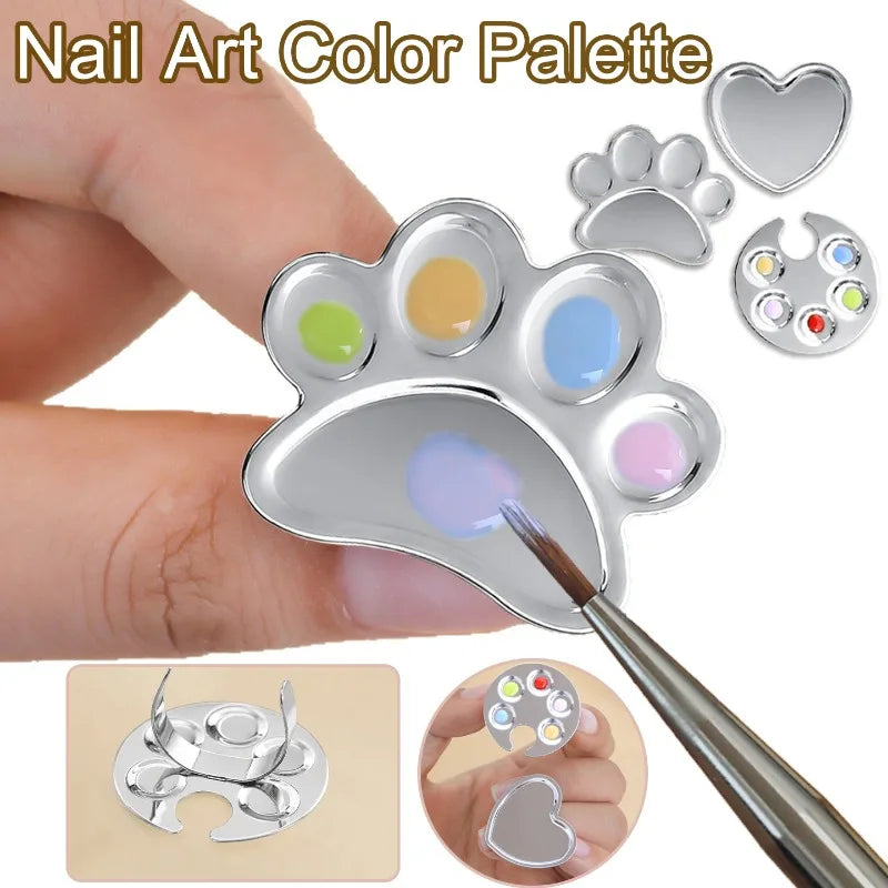 Mini Nail Art Color Palette Cute Footprint Design Finger Ring for Mixing Nail Polish UV Gel Painting Palette Manicure Nail Tools Zpaxo