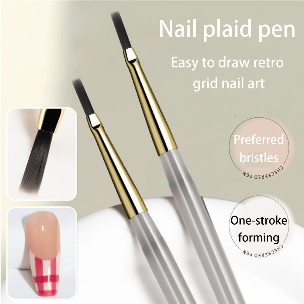 1 French Plaid Nail Art Brushes Line Grid Pattern Drawing Pen DIY UV Zpaxo
