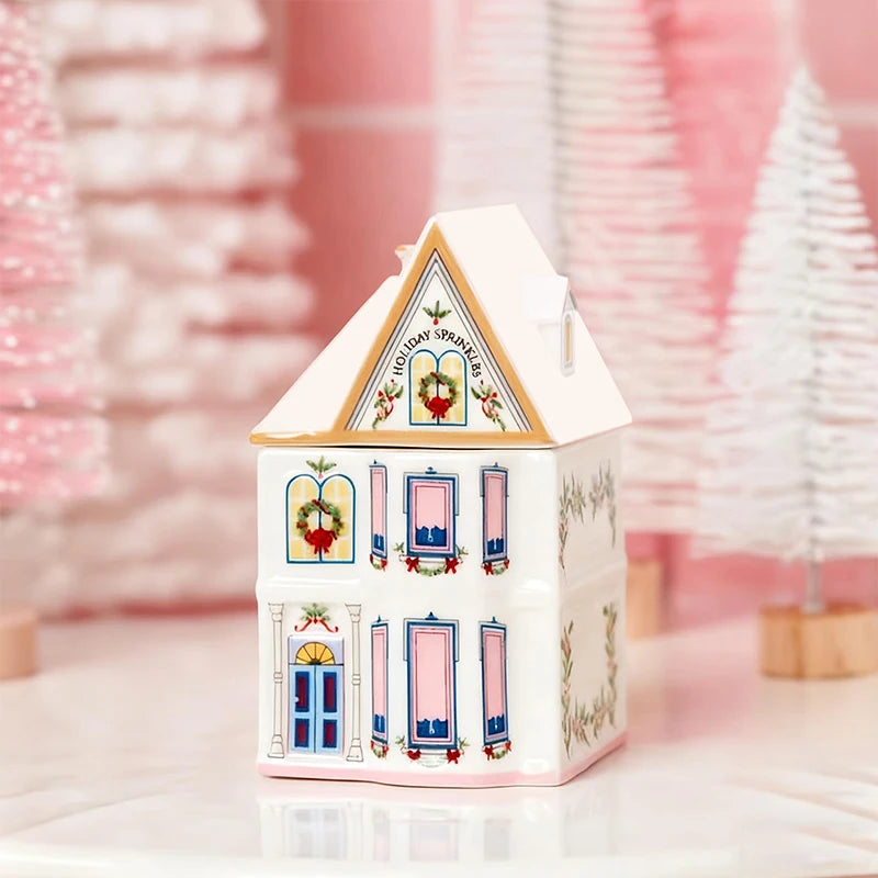 ▶1PCS Holiday Village Spice House Set, Mini Christmas Gingerbread Houses Jars, Kitchen Countertop Festive Decor, New Year Gifts Zpaxo B