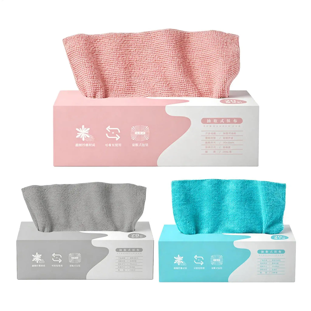 20-Pack Microfiber Cleaning Rags with Pull-Out Dispenser Box Microfiber Cleaning Rags Zpaxo