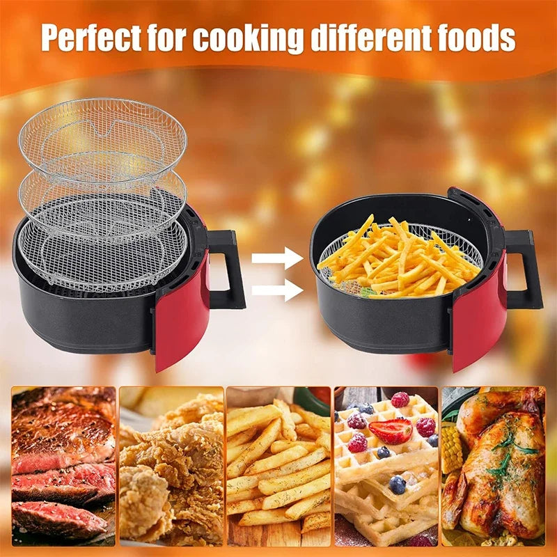 3-Layer Stackable Air Fryer Rack | 304 Stainless Steel Grill Air Fryer Rack Zpaxo