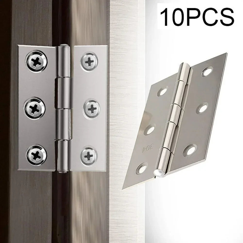 10pcs Stainless Steel Door Hinges Cabinet Doors Windows Wooden Box Flat Hinge Home Furniture Hardware Accessories Zpaxo