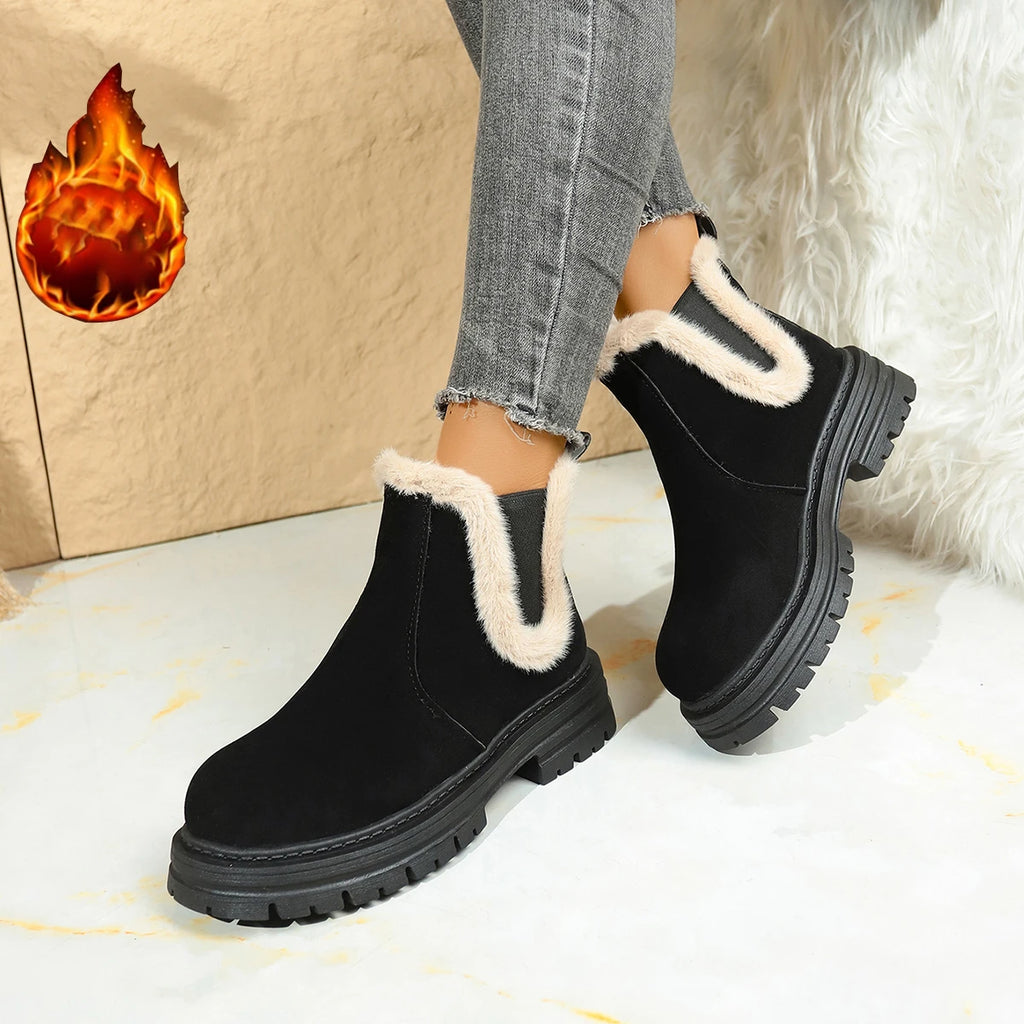 2025 New Women Boots Thickened Cotton Shoes for Women Thick Bottom Slip on Plush Ankle Boots Furry Comfortable Snow Boots Female Zpaxo