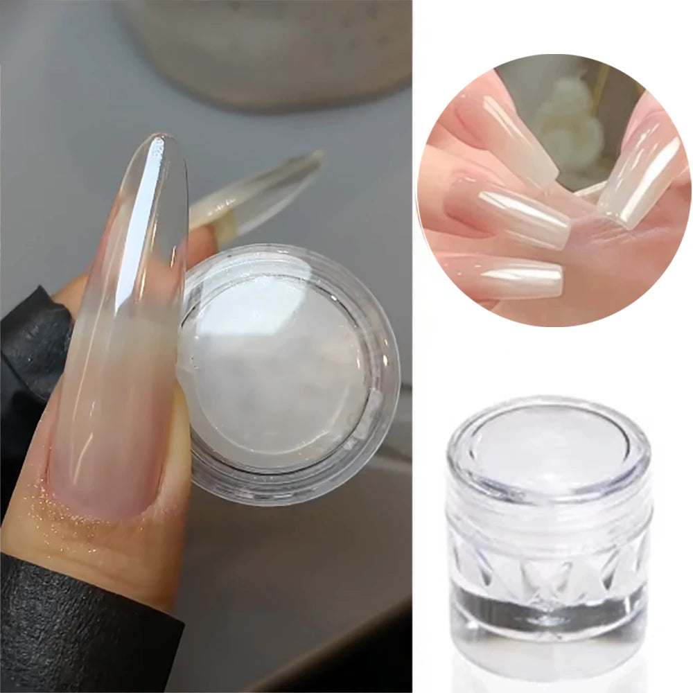1Box Gloss Plating Aurora Nail Powder Moonlight White Mirror Art Zpaxo