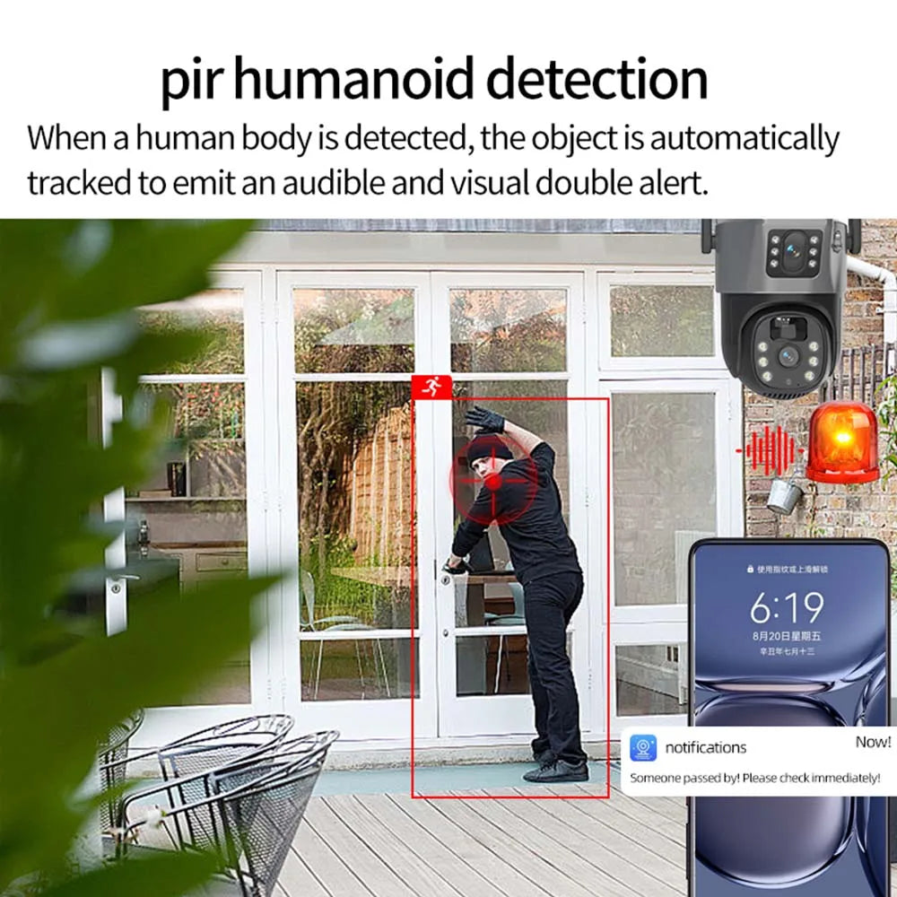 4K 8MP Solar Battery WiFi Camera Dual Lens Dual Screens Outdoor Camera PIR Human Detection Security Protection PTZ Video Cameras Zpaxo