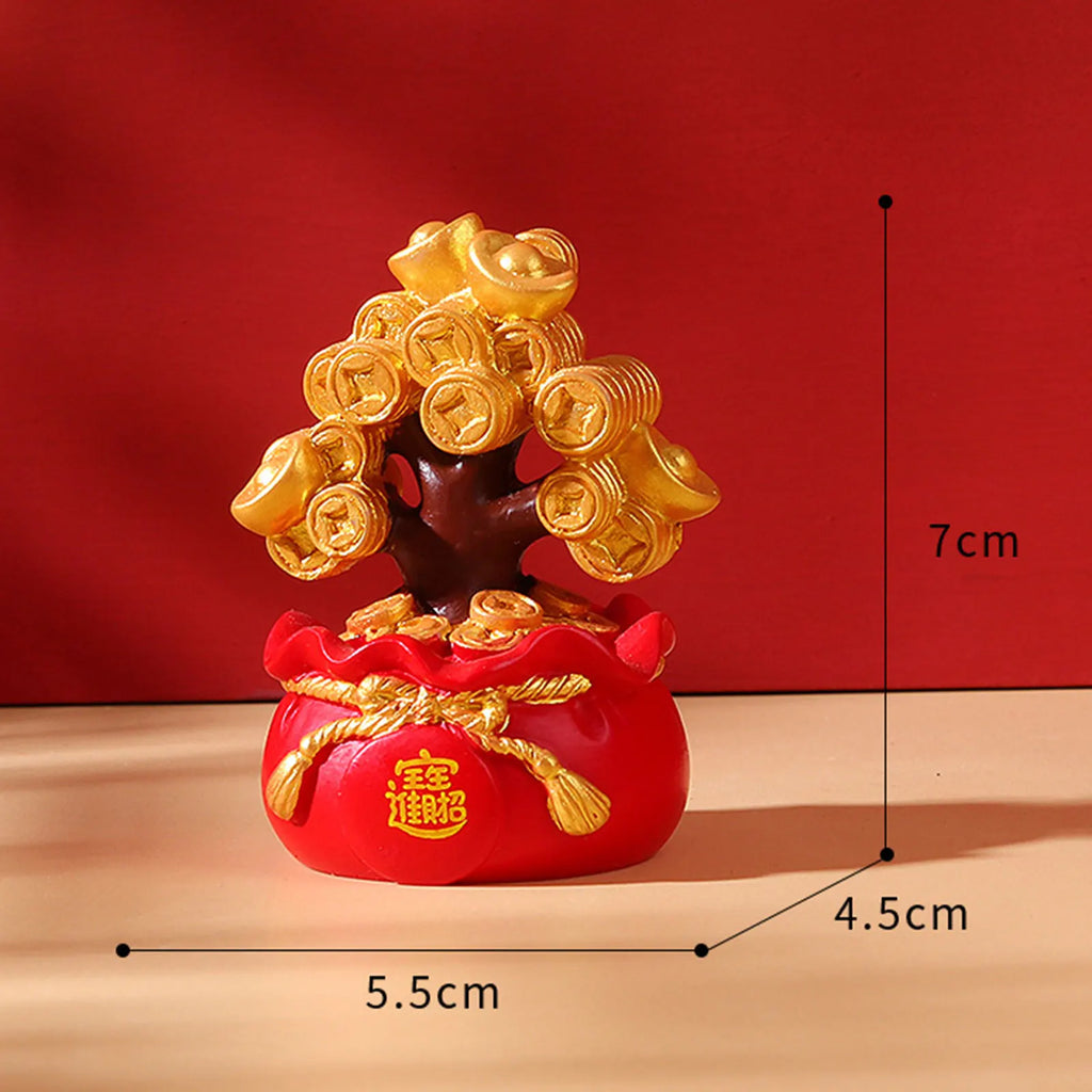 Prosperity Wealth Sculpture Centerpiece Treasure Basin Statue for Office Shelf Desk Tabletop Art Craft Ornament Home Decoration Zpaxo