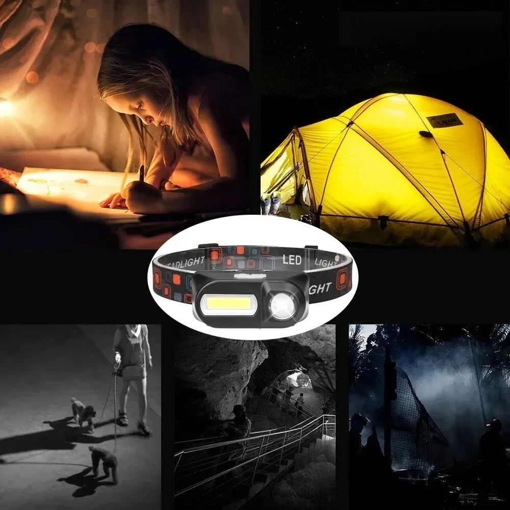 XPE+COB LED Headlamp – Type-C Rechargeable Waterproof Head Torch