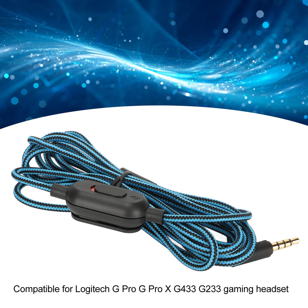 Gaming Headset Cable Woven Earphone Cord with Volume Control and Mute Switch for Logitech G Pro G Pro X G433 G233 Zpaxo