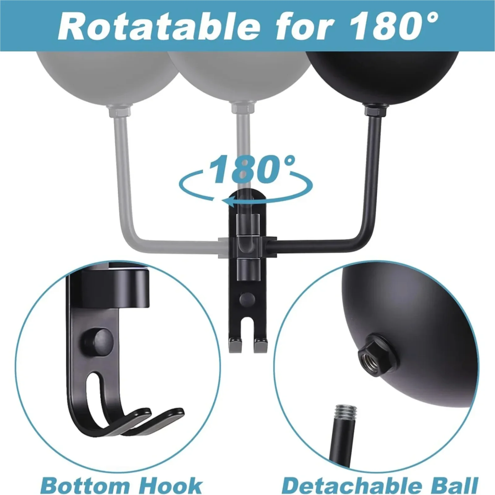 Wall Mount Motorcycle Helmet Holder 180°Rotation Football Bicycle Helmet Rack Helmet Display Hanger Stand for Caps With 2 Hooks Zpaxo