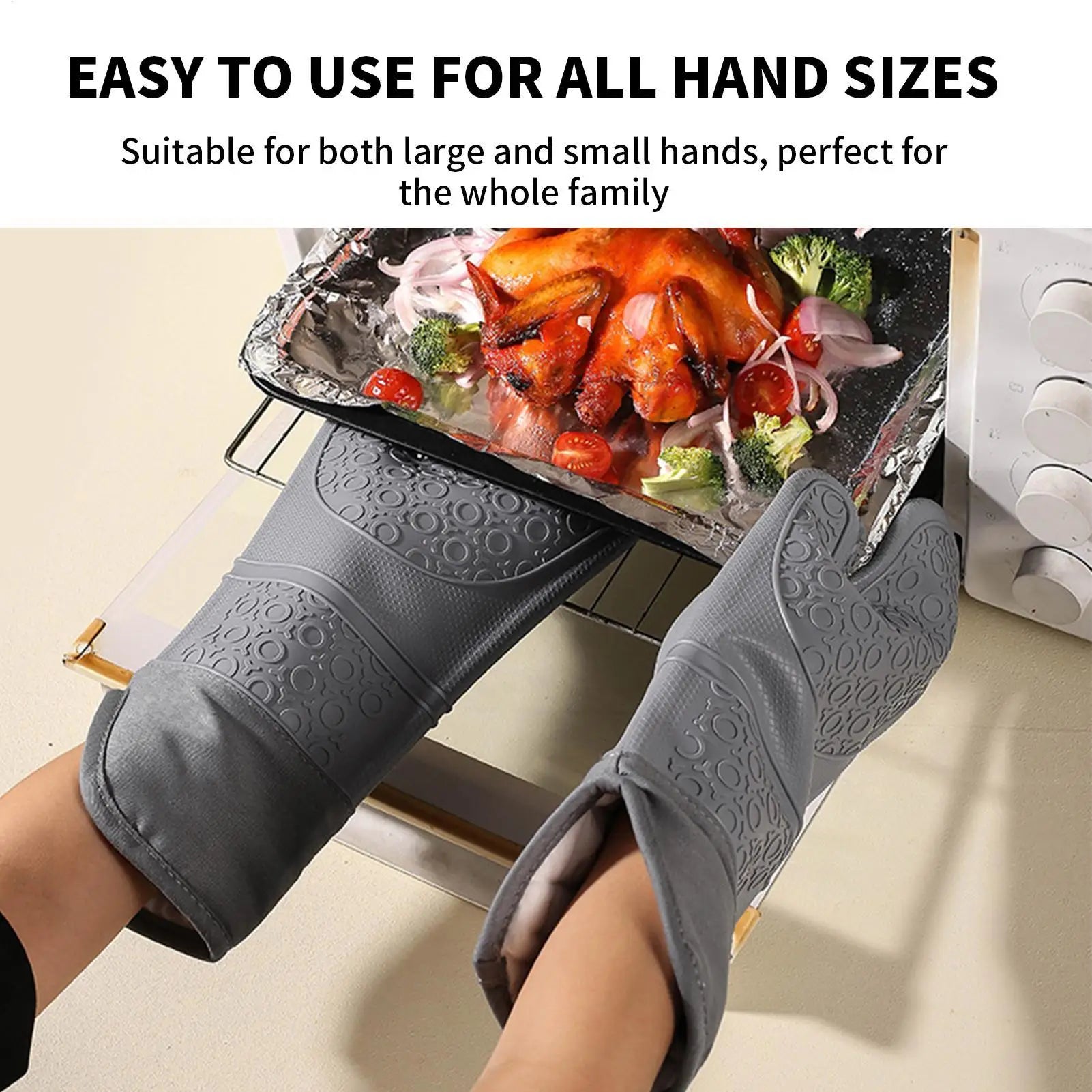 Silicone Oven Mitts Heat-Resistant Silicone Kitchen Gadgets Ergonomic Oven Mitts Pot Holders Sets for Cooking Grilling Barbecue Zpaxo