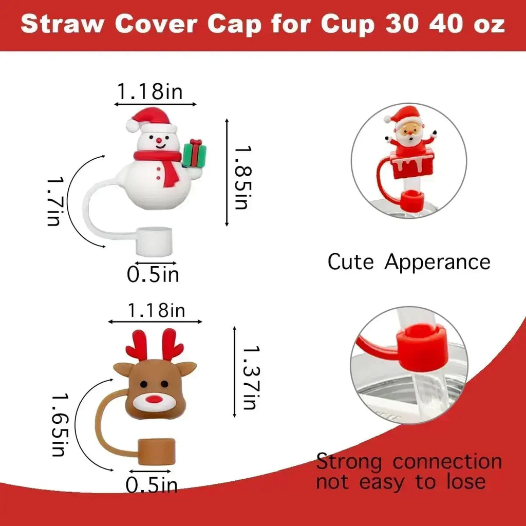 Christmas Straw Covers Caps Tumblers Dustproof Toppers Cups 30 Cup