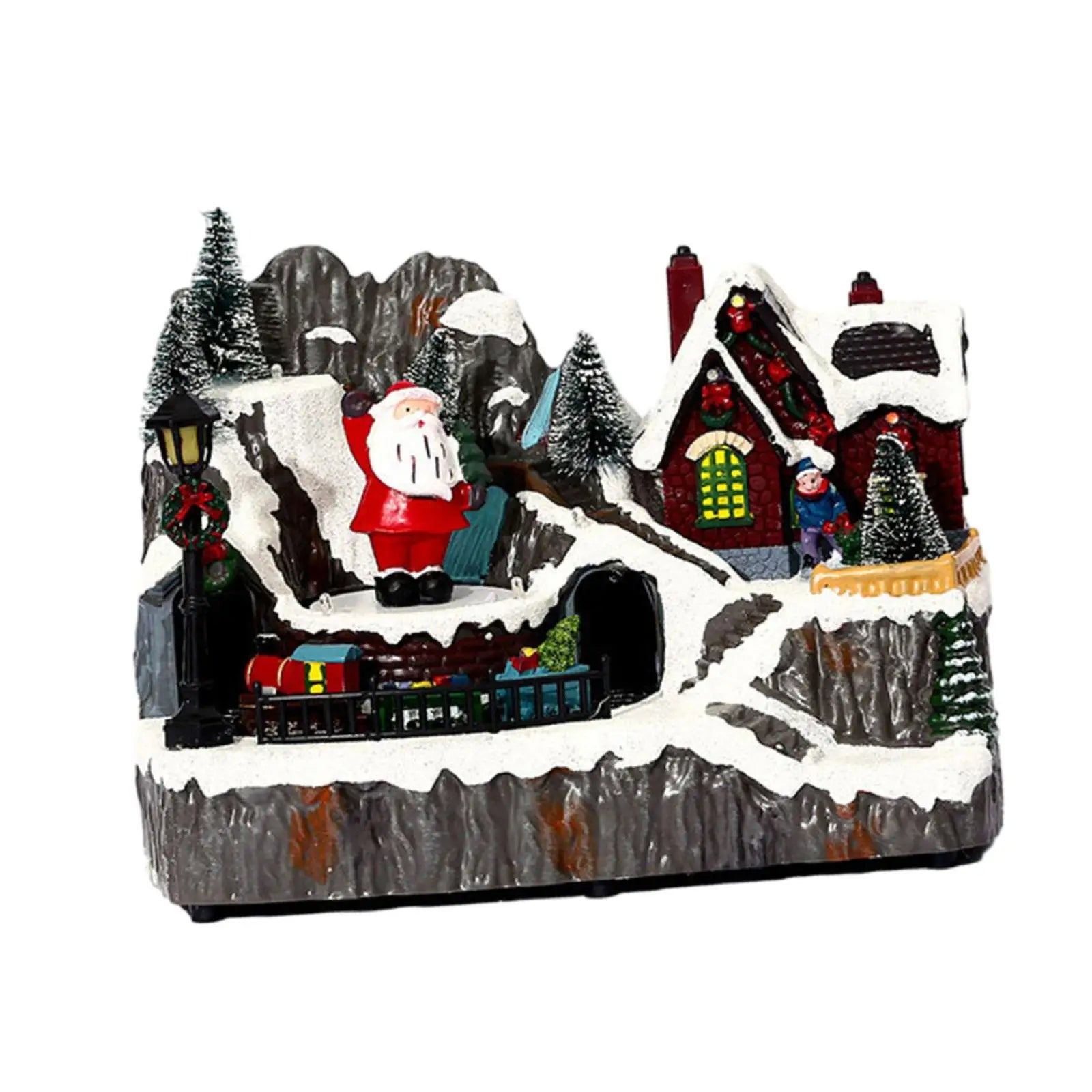 Christmas LED Luminous House Figurine – Village Ornament Decor Christmas LED Ornament Zpaxo Santa Claus