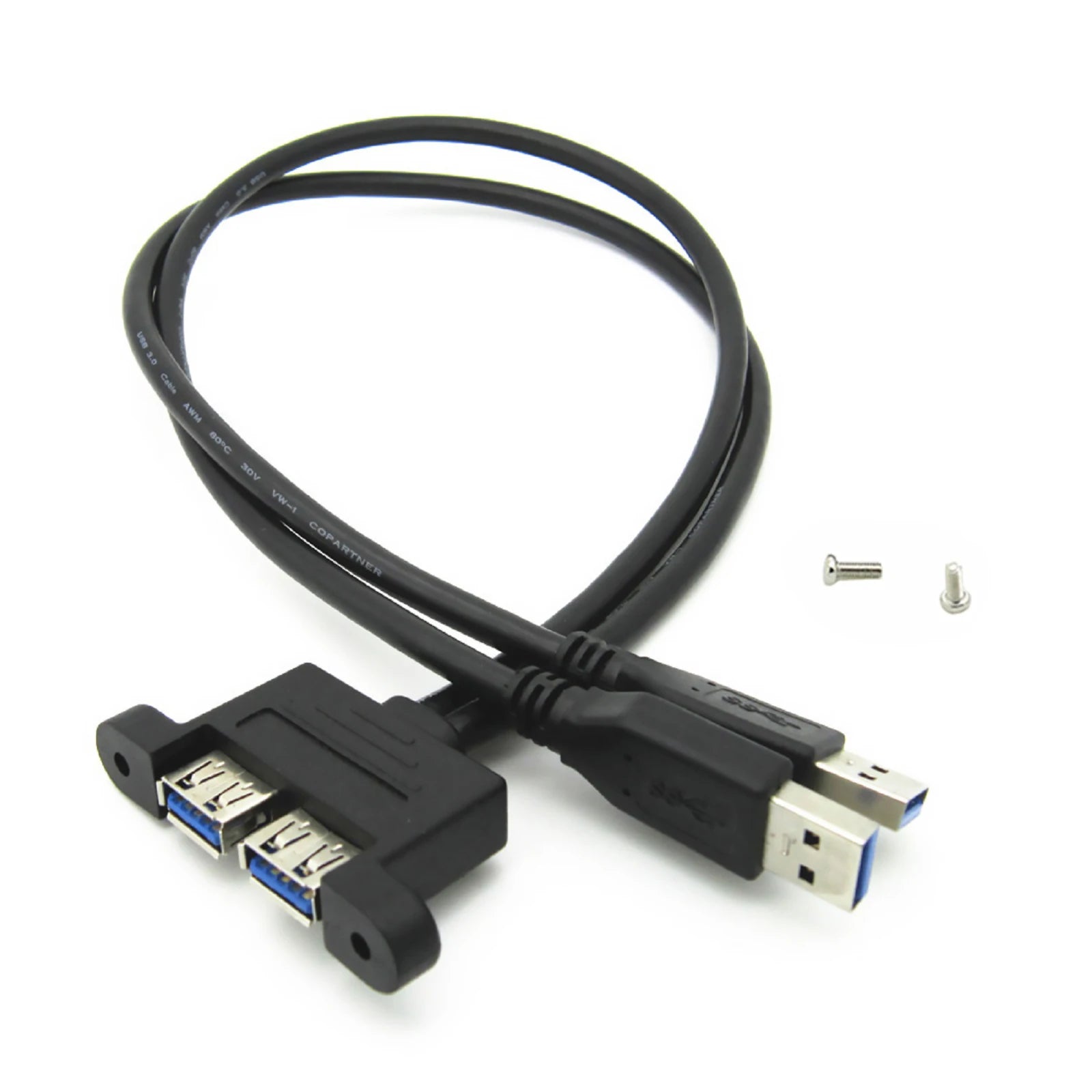 Dual USB 3 0 Male Female Extension Cable Screw Panel Mount Holes