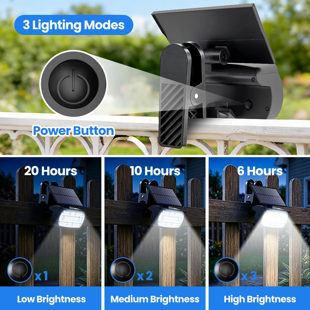136/48LED Clip on Solar Lights Outdoor IP65 Waterproof 3 Lighting Modes Solar Flood Lights For Fence Yard Deck Camping Lighting Zpaxo