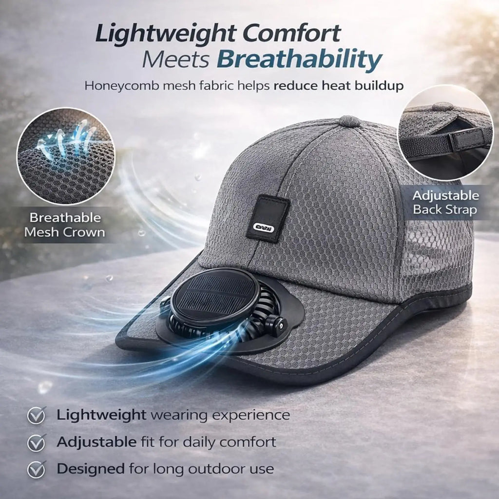Solar Fan Hat – UV Sun Protection Cap with USB Charging Solar Fan Sun Hat Zpaxo