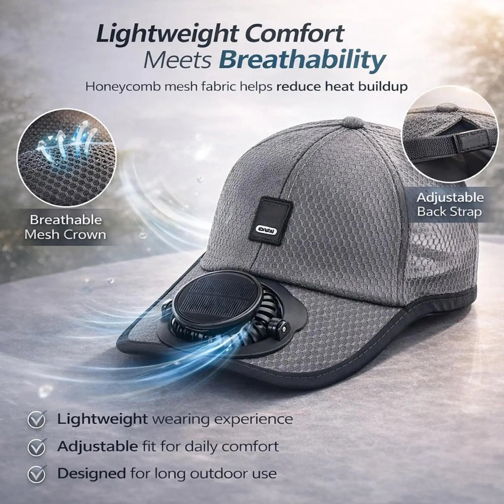 Solar Fan Hat – UV Sun Protection Cap with USB Charging Solar Fan Sun Hat Zpaxo