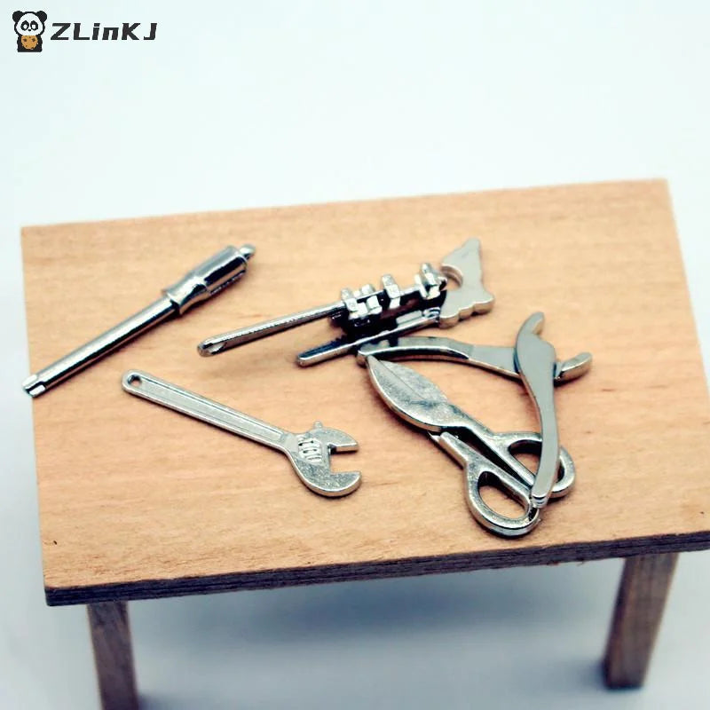 ▶6/8Pcs 1:12 Dollhouse Mini Alloy Adjustable Wrench Pliers Tools Set Miniature Repair Model Scene Props Doll House Decor Toy Zpaxo