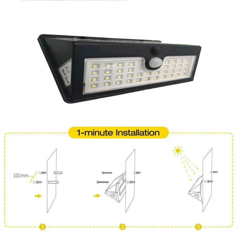 Outdoor Solar Panel LED Headlight 3-Sides Wall Light Sensor Lighting Zpaxo