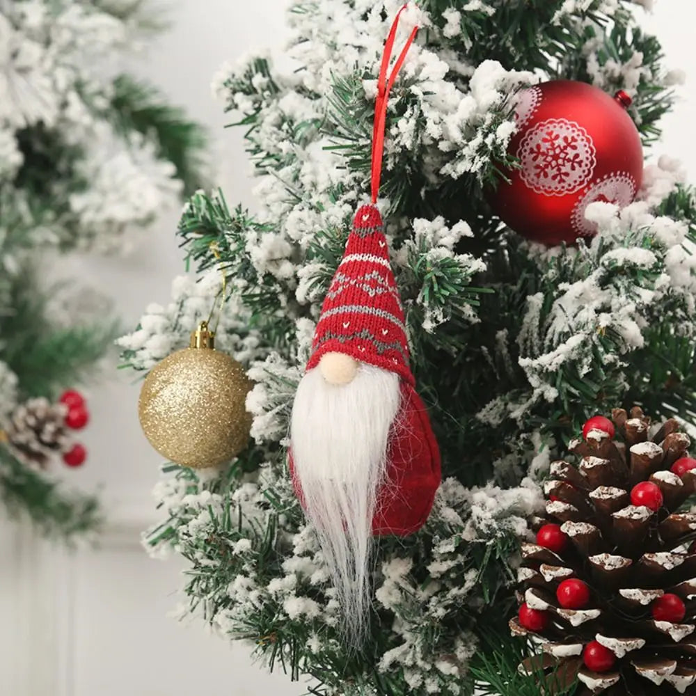 Santa Claus Christmas Gnome Pendant Plush Doll Hanging Tree Knitted Zpaxo style E
