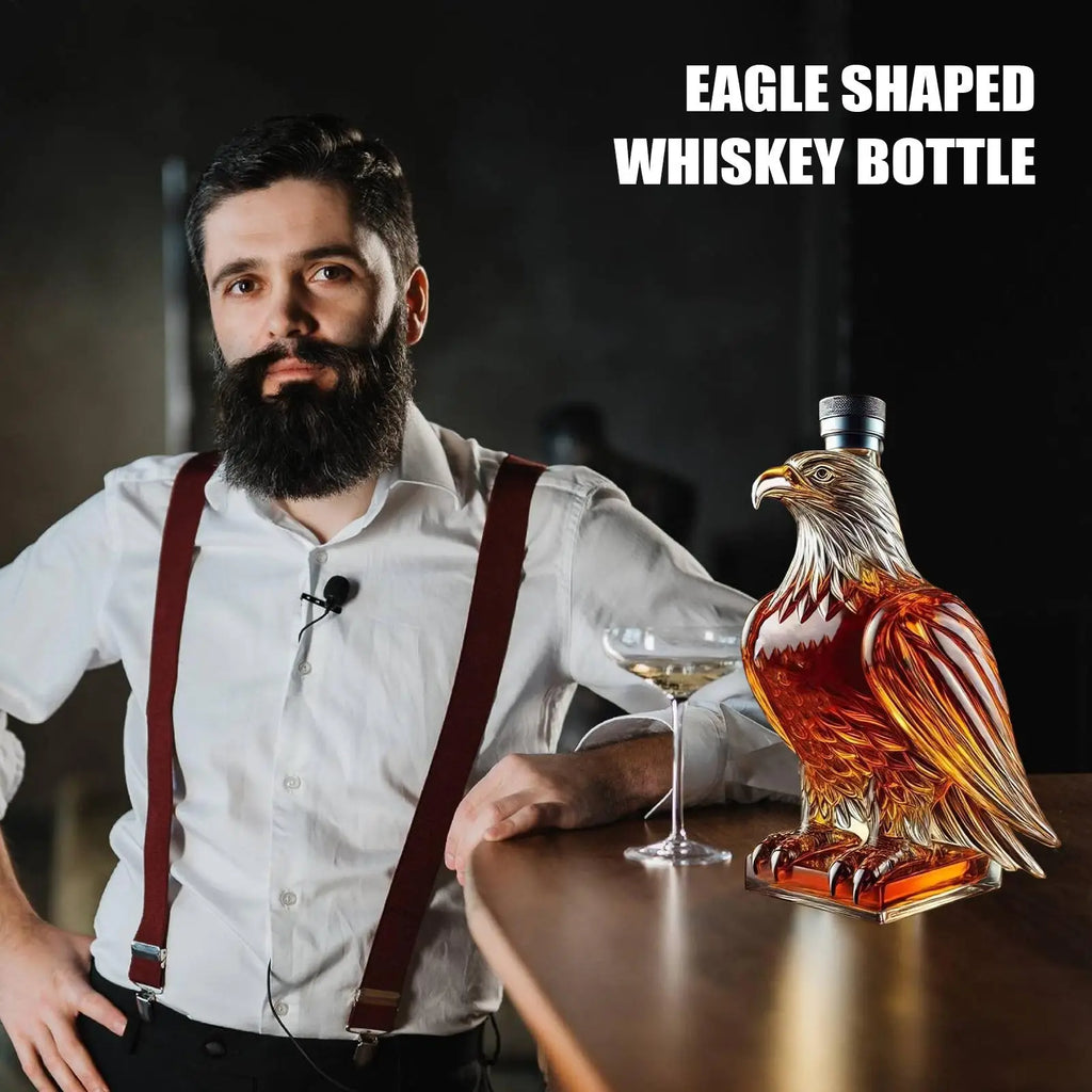 Whiskey Decanter Eagle Glass Collectible Novelty Container Beer