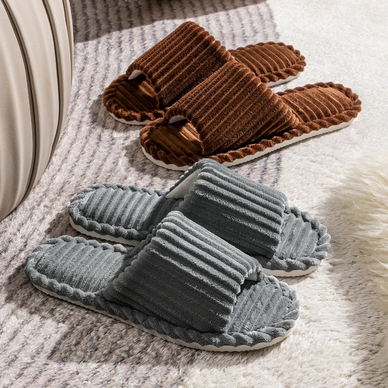 Men's Open-toe Flat Slippers Spring Fall Indoor Bedroom Breathable