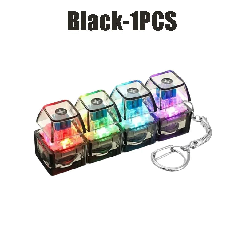 LED Light-up Keyboard Keychain Clickable Buttons Stress Relief Fidget