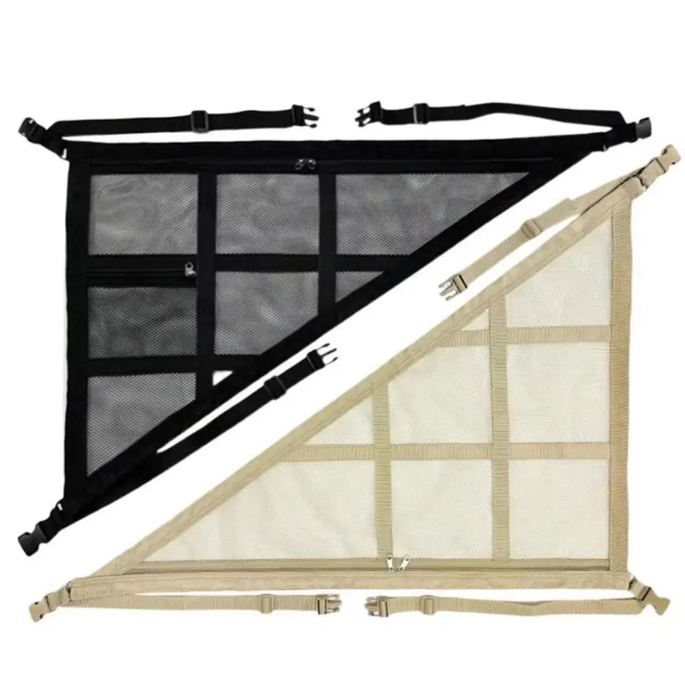 Double-layer Car Ceiling Triangle Net Adjustable Double Pocket Triangular Ceiling Storage Bag Space Saving Breathable Zpaxo