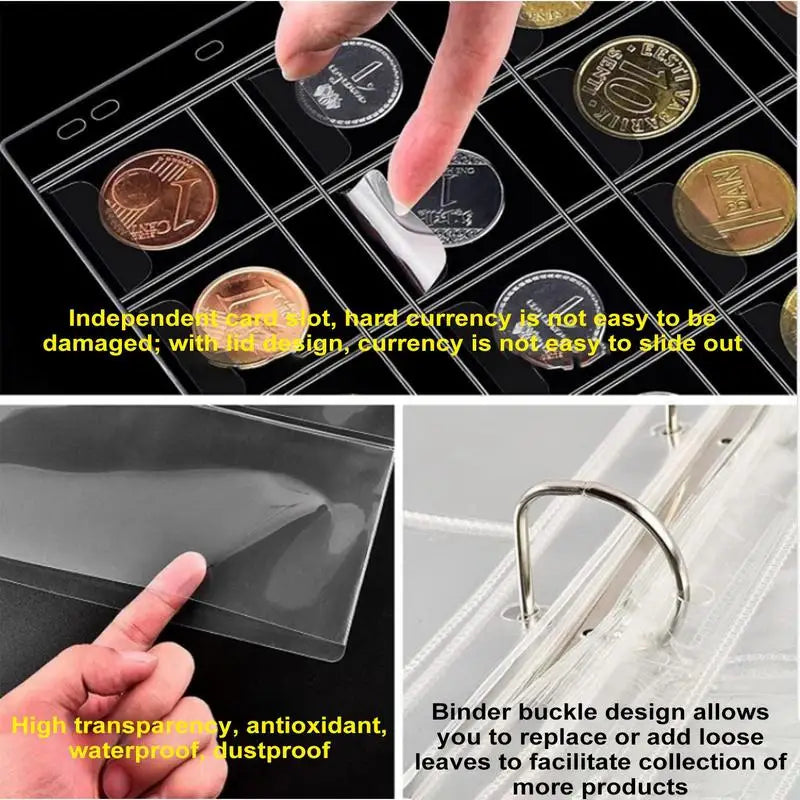 Portable Coin Collection 200 30 Paper Money Panels PVC Transparent
